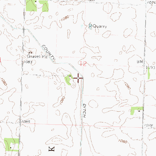 Topographic Map of County Ditch Number Twentyone, MN