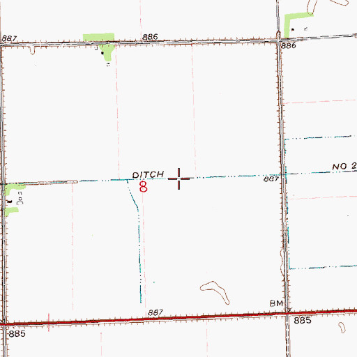 Topographic Map of County Ditch Number Twentyone, MN