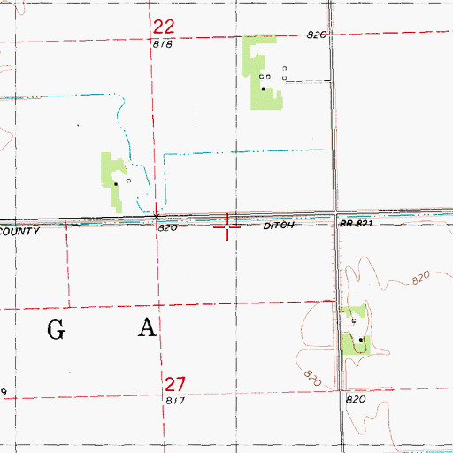 Topographic Map of County Ditch Number Twentyone, MN