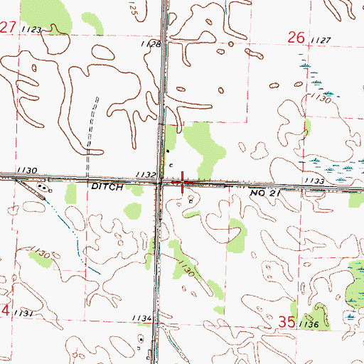 Topographic Map of County Ditch Number Twentyone, MN