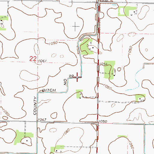 Topographic Map of County Ditch Number Twentytwo, MN