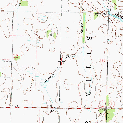 Topographic Map of County Ditch Number Twentytwo, MN