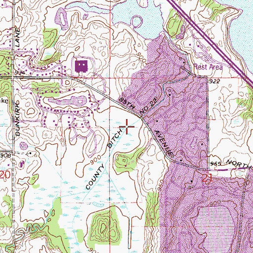 Topographic Map of County Ditch Number Twentytwo, MN