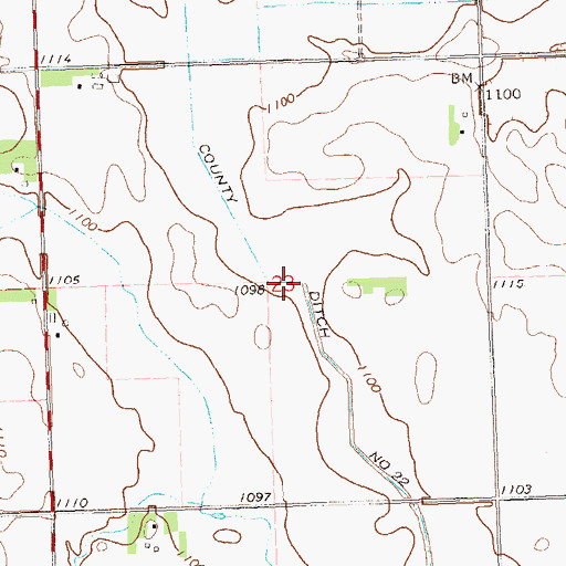 Topographic Map of County Ditch Number Twentytwo, MN