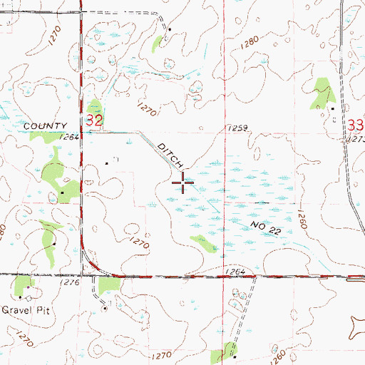 Topographic Map of County Ditch Number Twentytwo, MN
