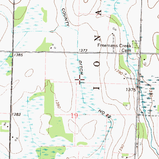 Topographic Map of County Ditch Number Twentytwo, MN
