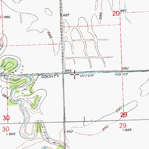 Topographic Map of County Ditch Number Twentytwo, MN