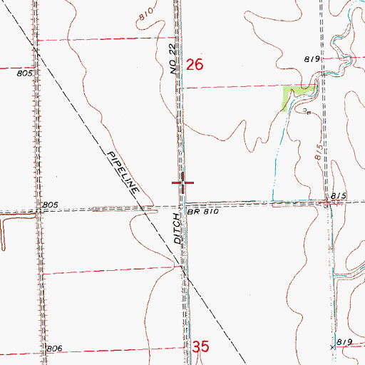 Topographic Map of County Ditch Number Twentytwo, MN