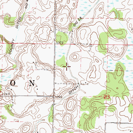 Topographic Map of County Ditch Number Twentythree, MN
