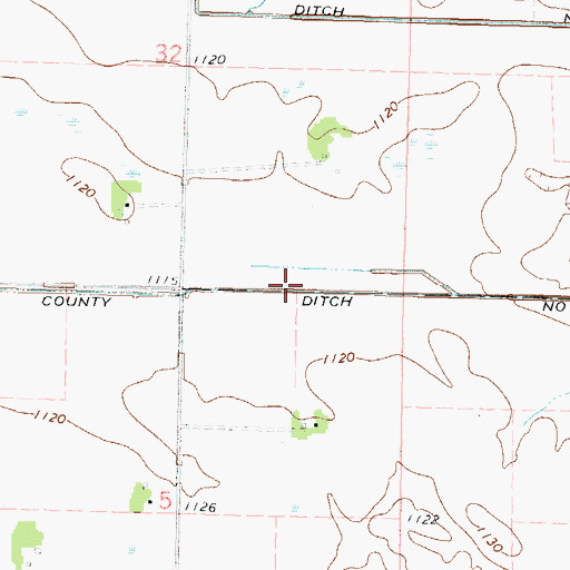 Topographic Map of County Ditch Number Twentythree, MN