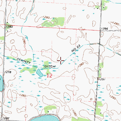 Topographic Map of County Ditch Number Twentythree, MN