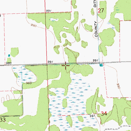 Topographic Map of County Ditch Number Twentythree, MN