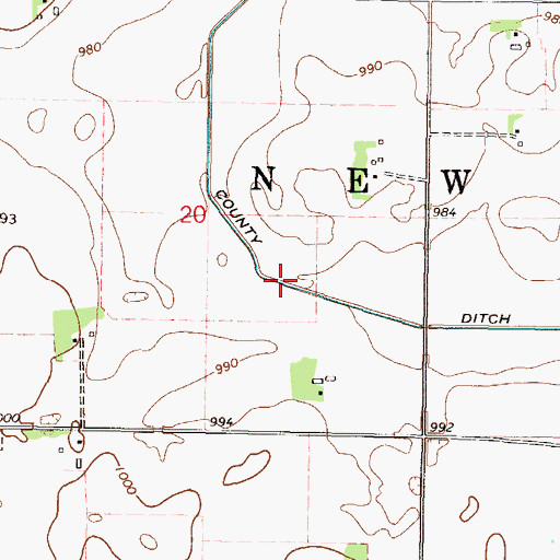 Topographic Map of County Ditch Number Twentythree A, MN