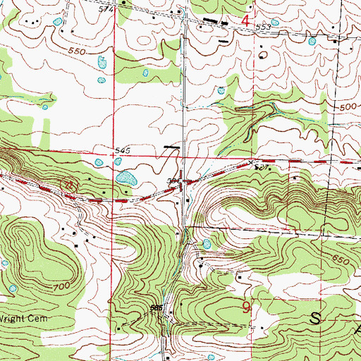 Topographic Map of Ellsworth (historical), AR