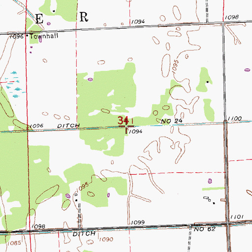 Topographic Map of County Ditch Number Twentyfour, MN