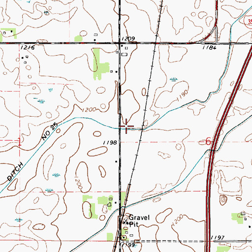 Topographic Map of County Ditch Number Twentyfive, MN