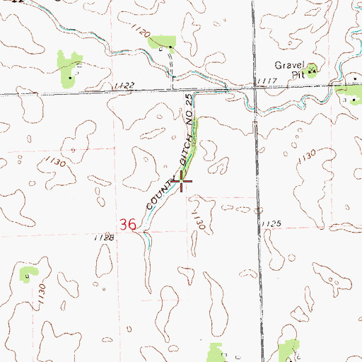 Topographic Map of County Ditch Number Twentyfive, MN