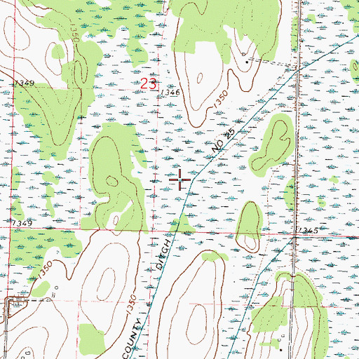 Topographic Map of County Ditch Number Twentyfive, MN