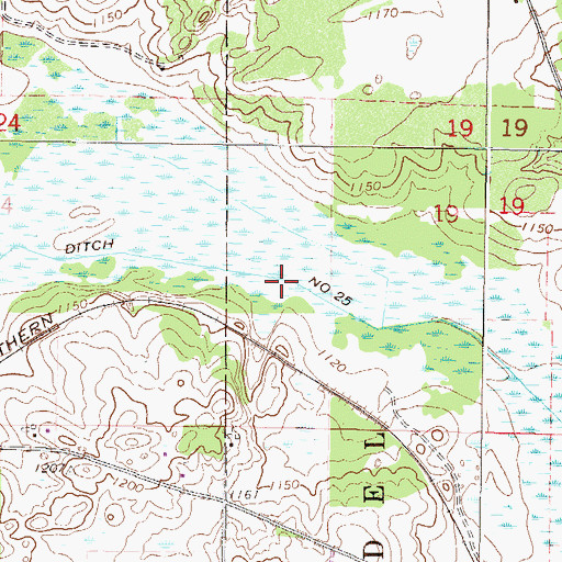 Topographic Map of County Ditch Number Twentyfive, MN
