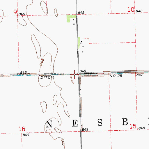 Topographic Map of County Ditch Number Twentyfive, MN