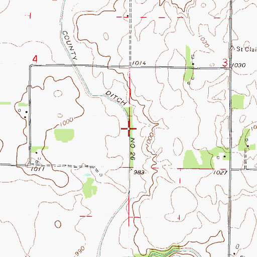 Topographic Map of County Ditch Number Twentysix, MN