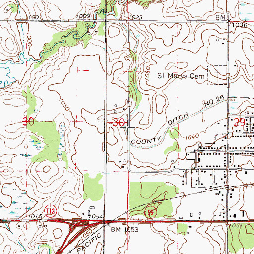 Topographic Map of County Ditch Number Twentysix, MN