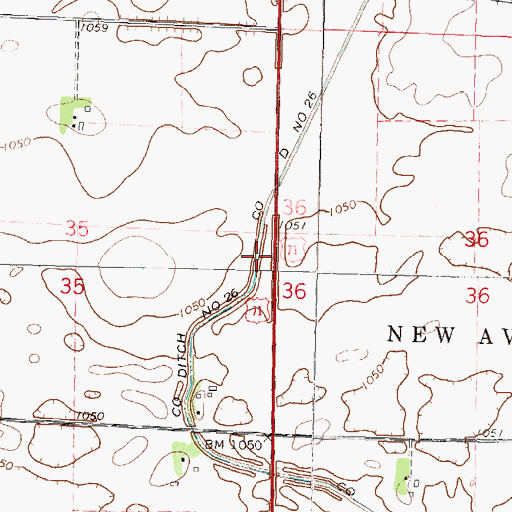Topographic Map of County Ditch Number Twentysix, MN