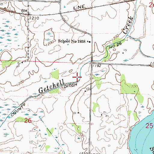 Topographic Map of County Ditch Number Twentysix, MN