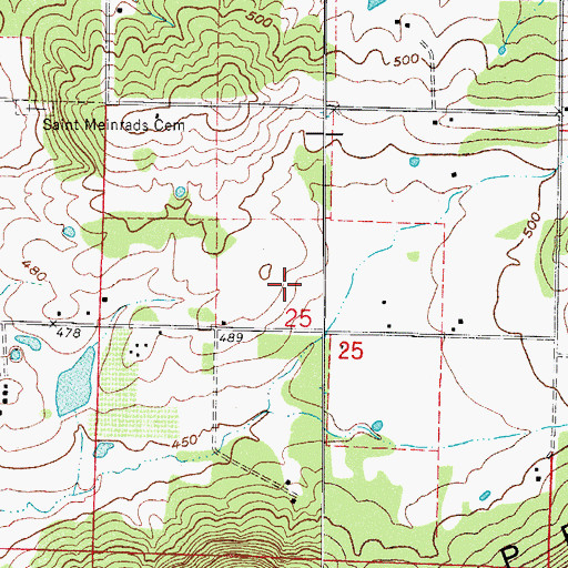 Topographic Map of Prairie View Gas Field, AR