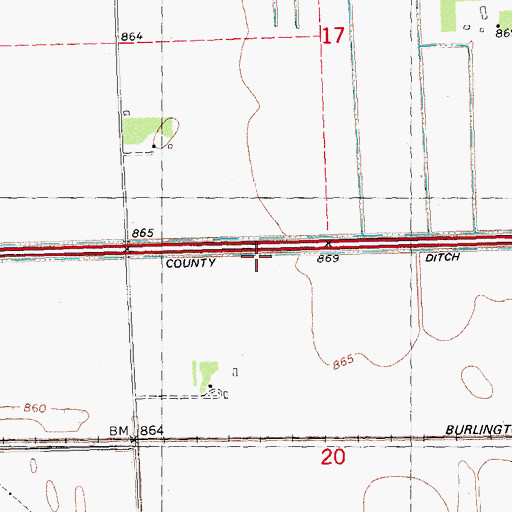 Topographic Map of County Ditch Number Twentysix, MN