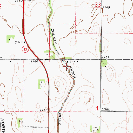 Topographic Map of County Ditch Number Twentyseven, MN