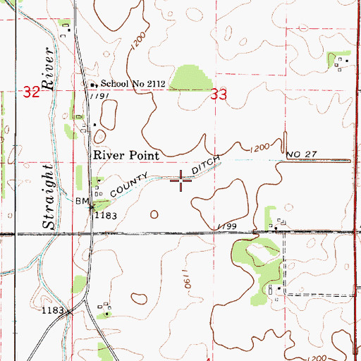 Topographic Map of County Ditch Number Twentyseven, MN