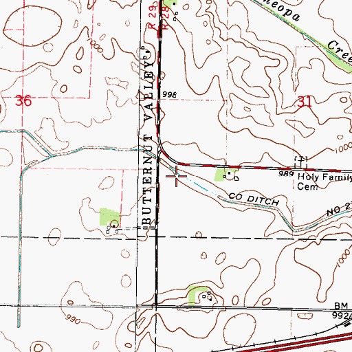 Topographic Map of County Ditch Number Twentyseven, MN