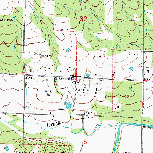 Topographic Map of Saint Scholastica, AR