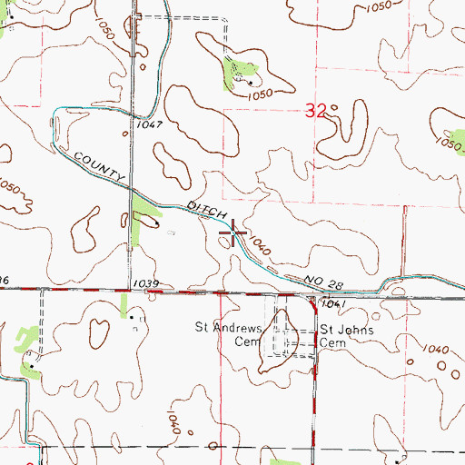 Topographic Map of County Ditch Number Twentyeight, MN