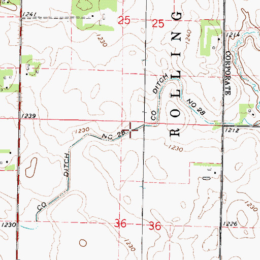 Topographic Map of County Ditch Number Twentyeight, MN