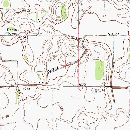 Topographic Map of County Ditch Number Twentynine, MN