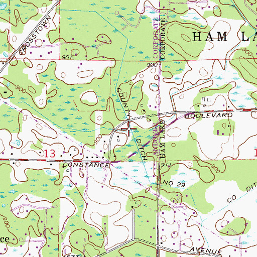 Topographic Map of County Ditch Number Twentynine, MN