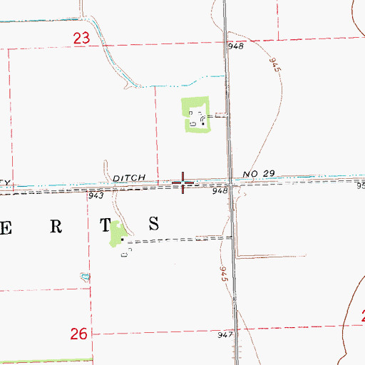 Topographic Map of County Ditch Number Twentynine, MN