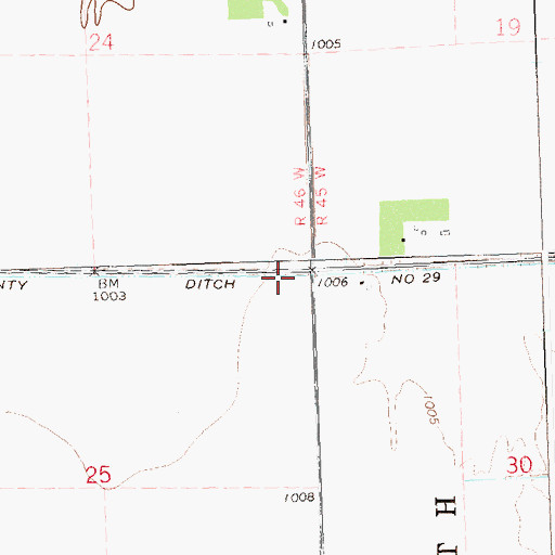 Topographic Map of County Ditch Number Twentynine, MN