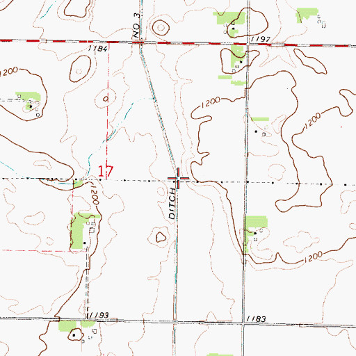 Topographic Map of County Ditch Number Three, MN