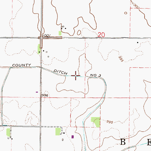 Topographic Map of County Ditch Number Three, MN