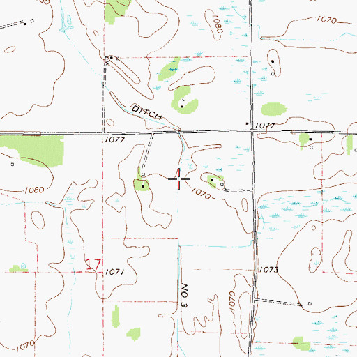 Topographic Map of County Ditch Number Three, MN