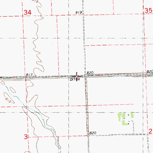 Topographic Map of County Ditch Number Three, MN