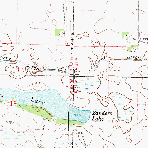 Topographic Map of County Ditch Number Three, MN