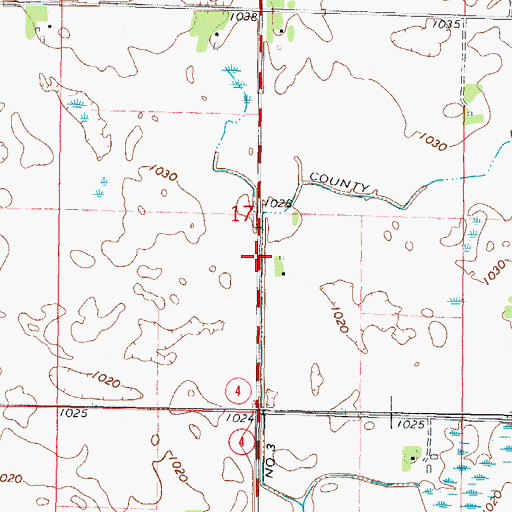 Topographic Map of County Ditch Number Three, MN