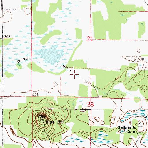 Topographic Map of County Ditch Number Three, MN