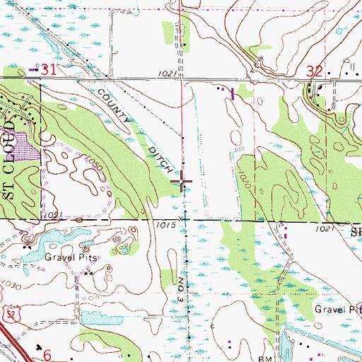 Topographic Map of County Ditch Number Three, MN