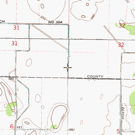 Topographic Map of County Ditch Number Thirty A, MN