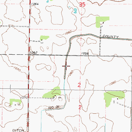 Topographic Map of County Ditch Number Thirtyone, MN